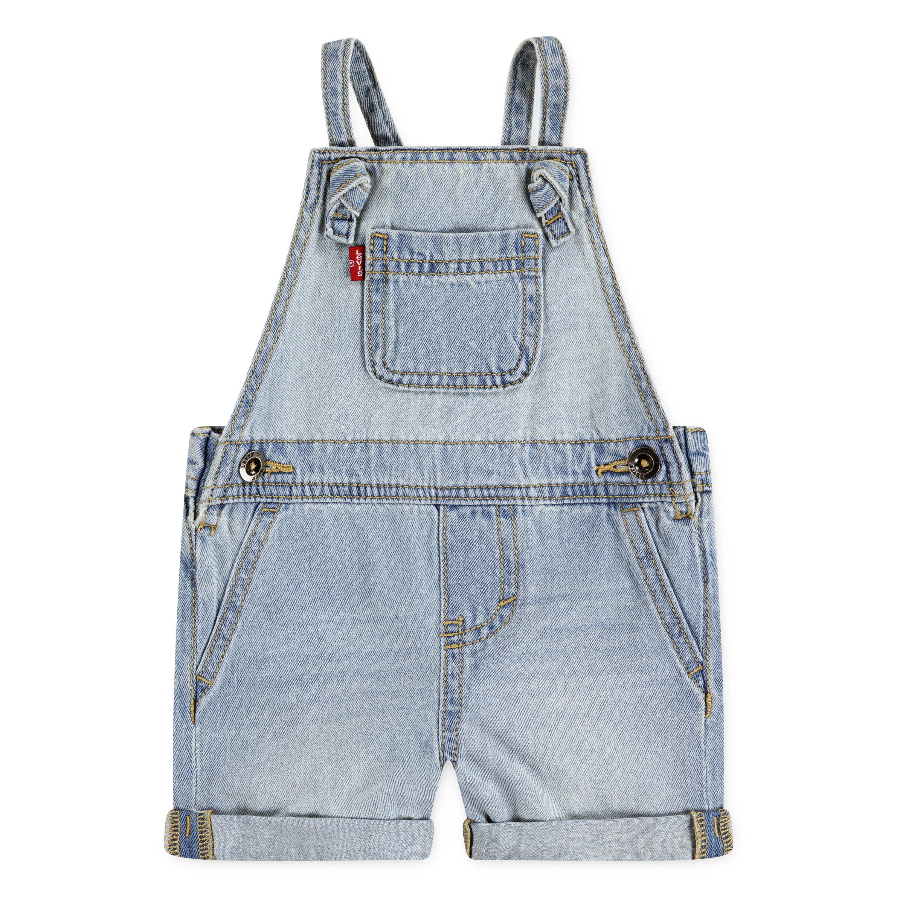 Levi's Baby Girls' Knot Strap Light Blue Wash Denim Shortalls - LIGHT BLUE